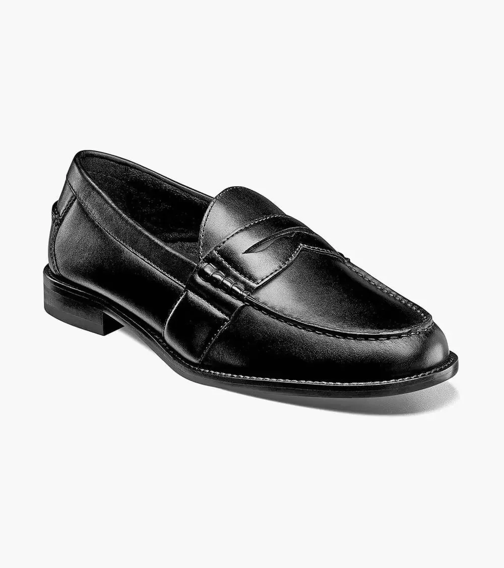 Nunn Bush Noah Men 12 W Black Leather Penny Loafers Dress Slip On Shoes